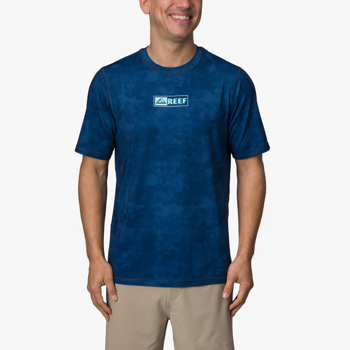 Ellsworth Short Sleeve Surf Shirt 50 UPF - Insigna Blue Water P - Front View
