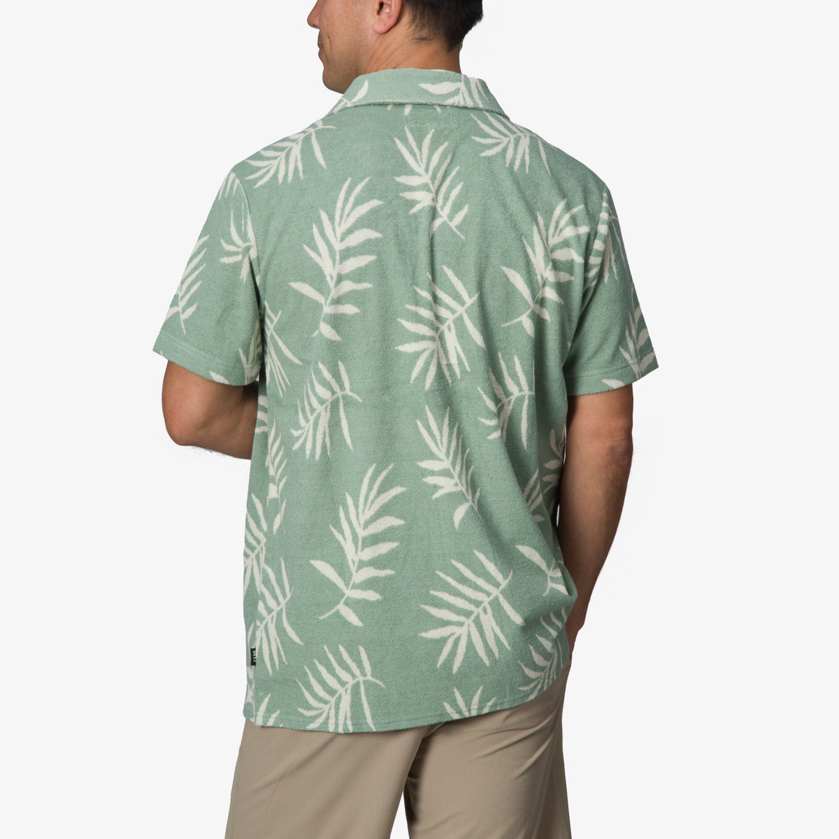 Kenji Short Sleeve Terry Knit Shirt - Almond Milk - Back View