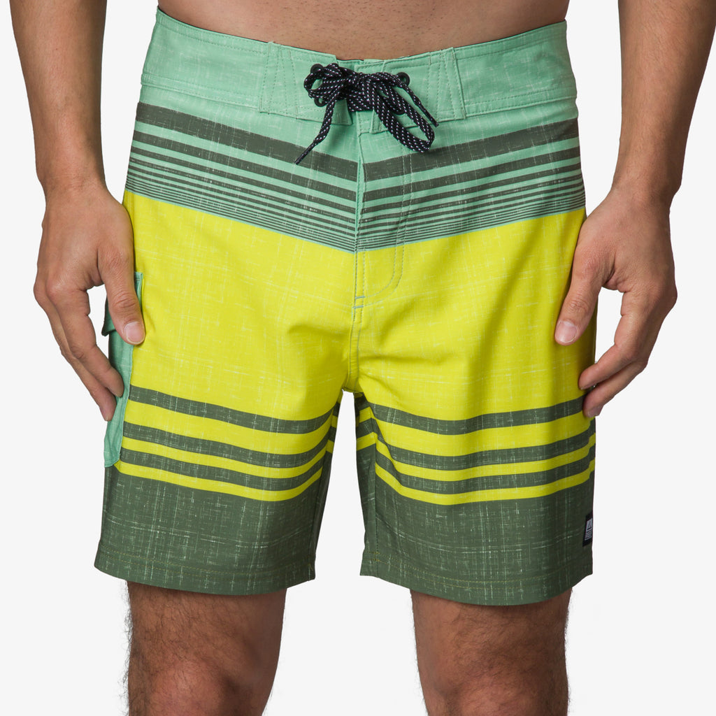 Casey Stripe Boardshort 17" - Fair Green - Front View