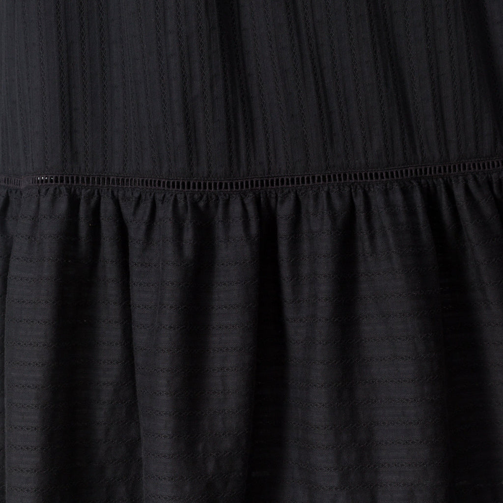 Close-up of textured black cotton fabric detail on Yuni Maxi Dress from StoreRank.ai All Products collection.