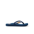 Ginger women's navy blue flip flop sandal facing left with anatomical arch support and soft-rebound cushioning by REEF
