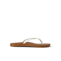 Cushion Slim white and tan women's flip flop facing left, showcasing water-friendly lightweight comfort and arch support.