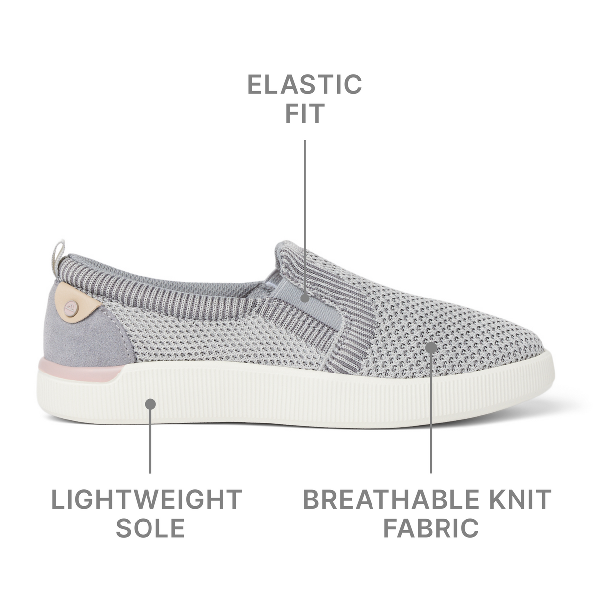 Neptune Elyse women's shoe facing right with breathable knit fabric, elastic fit, and lightweight sole for beach comfort
