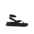 Vista Luxe Sierra black sandal facing left, showing side view with ankle strap, platform sole, and cushioned footbed.