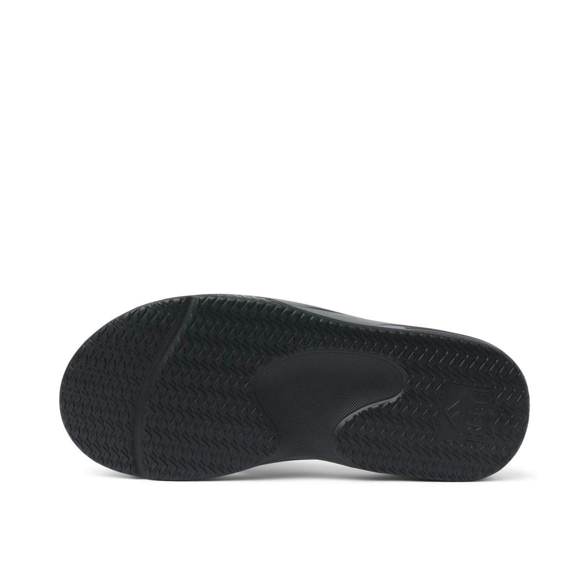 Fanning H2O showing the black sole facing up, highlighting durable, water-friendly outsole with arch support for beach comfort.