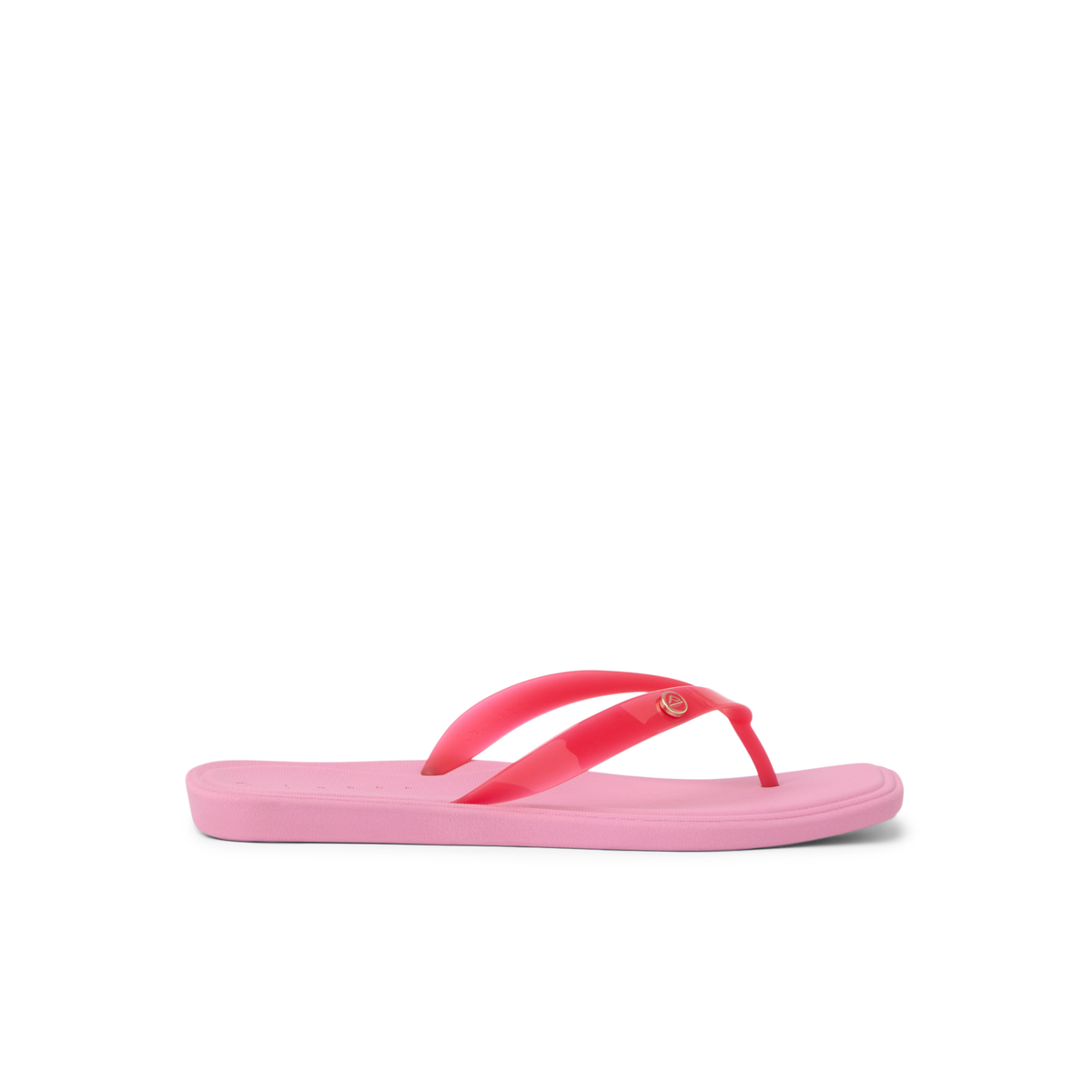 Solaye women's pink flip flop facing right, beach-inspired comfort with anatomical arch support and soft cushioning.