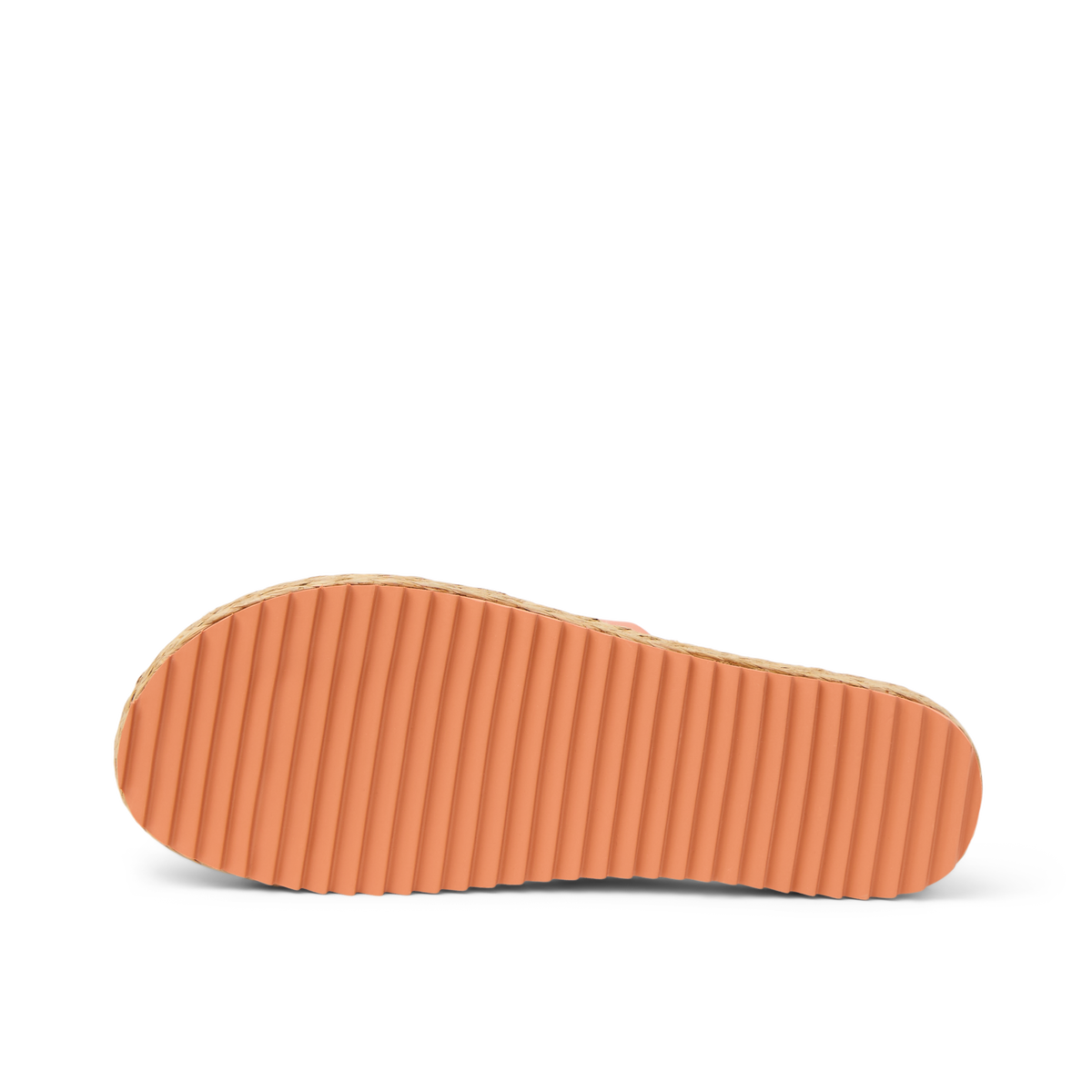 Vista Carmen women's sandal showing the outsole facing up with durable, water-friendly ribbed sole for beach comfort.