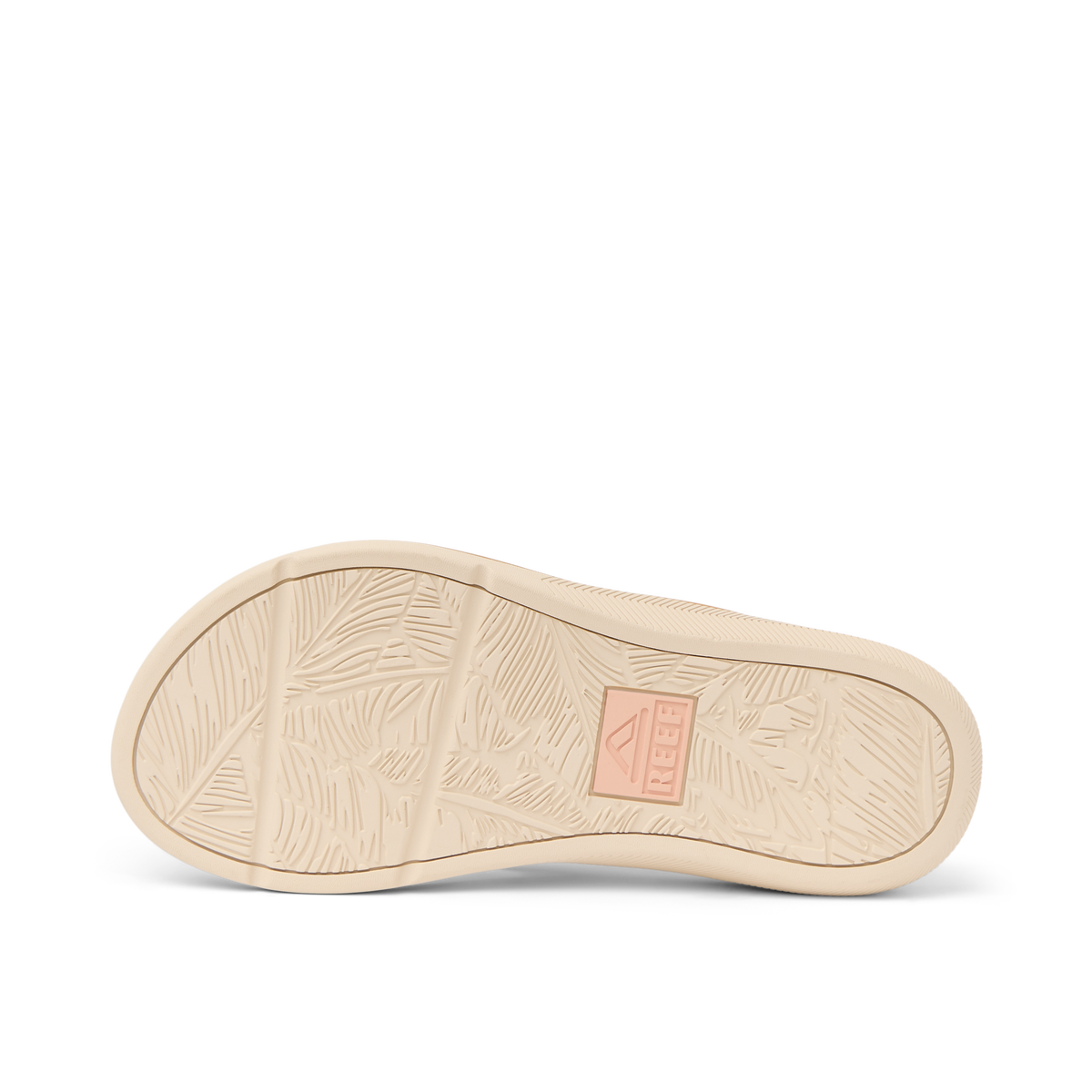Santa Ana women's shoe sole facing upward, featuring reef logo and textured water-friendly durable design