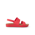 Side view of women's Reef Water Vista sandal in hibiscus red with anatomical arch support and cushioned footbed for beach comfort