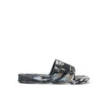 Fanning Slide H2O sandal facing left, camo marble pattern, showing side and top strap with arch support and cushioning.