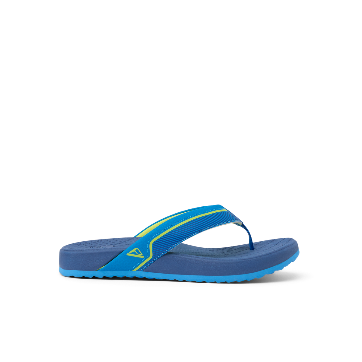 Kids Windswell boys blue flip flop facing right with surf-inspired comfort and anatomical arch support