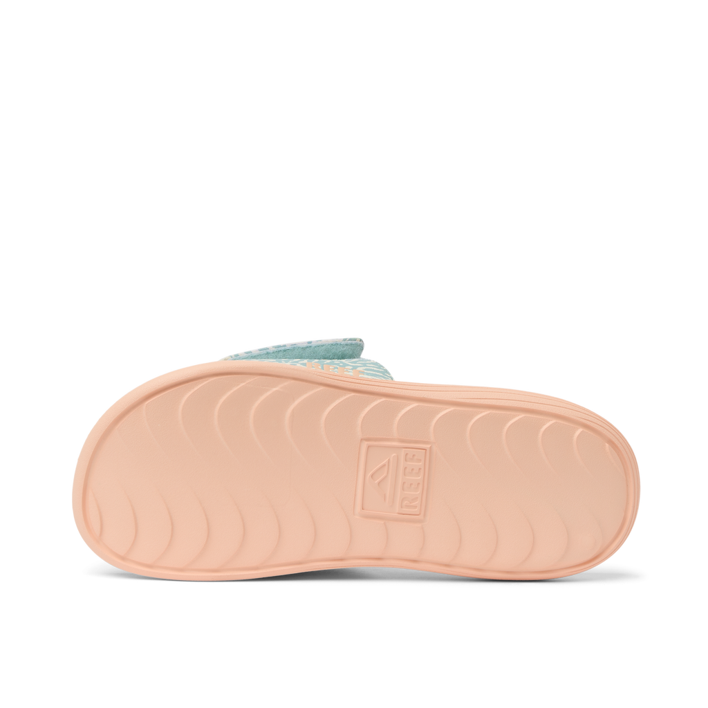 Kids Salty Slide showing bottom sole facing up, highlighting durable, water-friendly slide for girls aged 5-10 years.