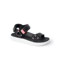 Kids Shoremazing sandal facing right, black and pink with cushioned arch support and water-friendly sole