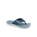 Kids Santa Ana flip flop sandal facing left, showing blue faded color and soft-rebound cushioned footbed.