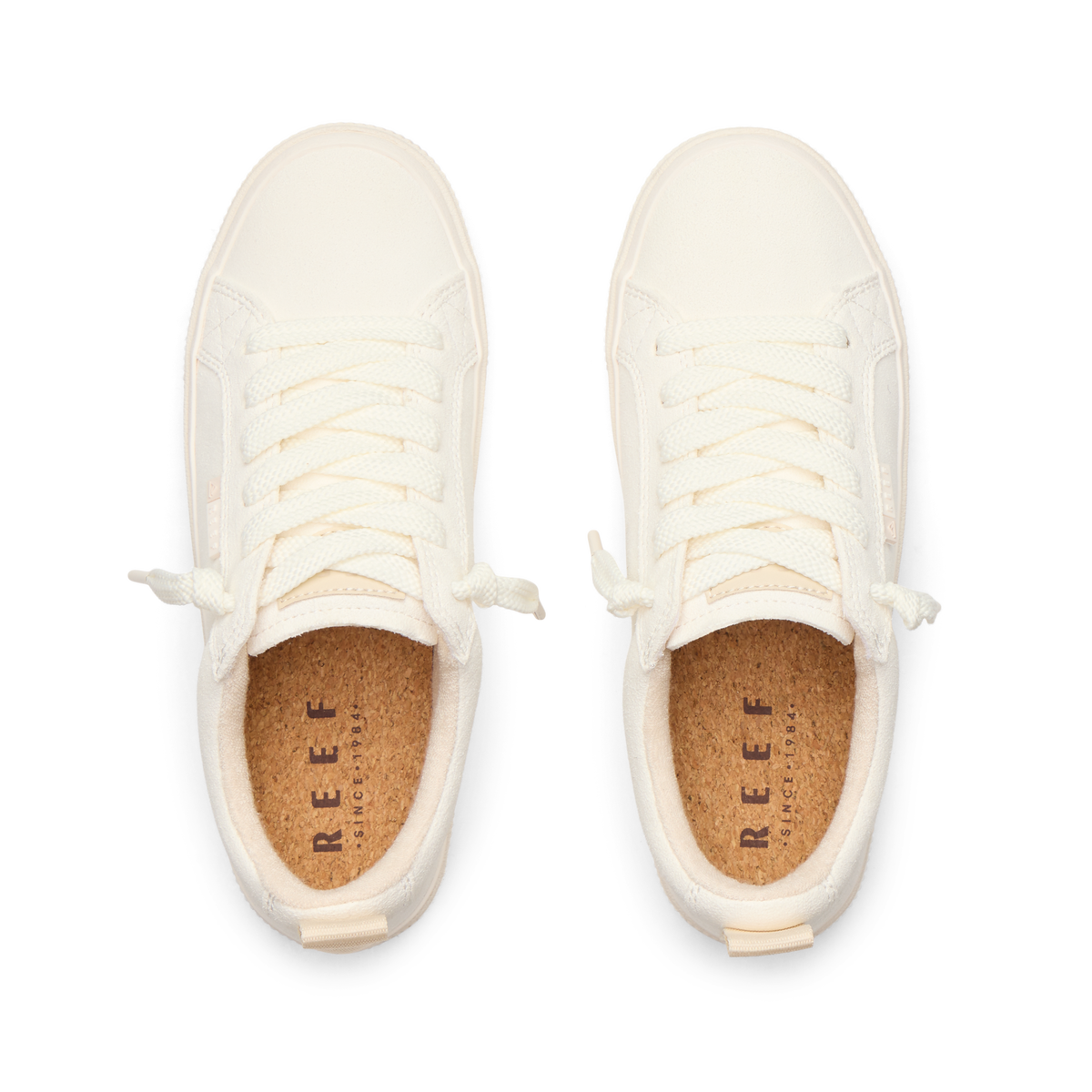 Top view of white Lay Day Dawn sneakers for women, featuring comfort-focused design and anatomical arch support.