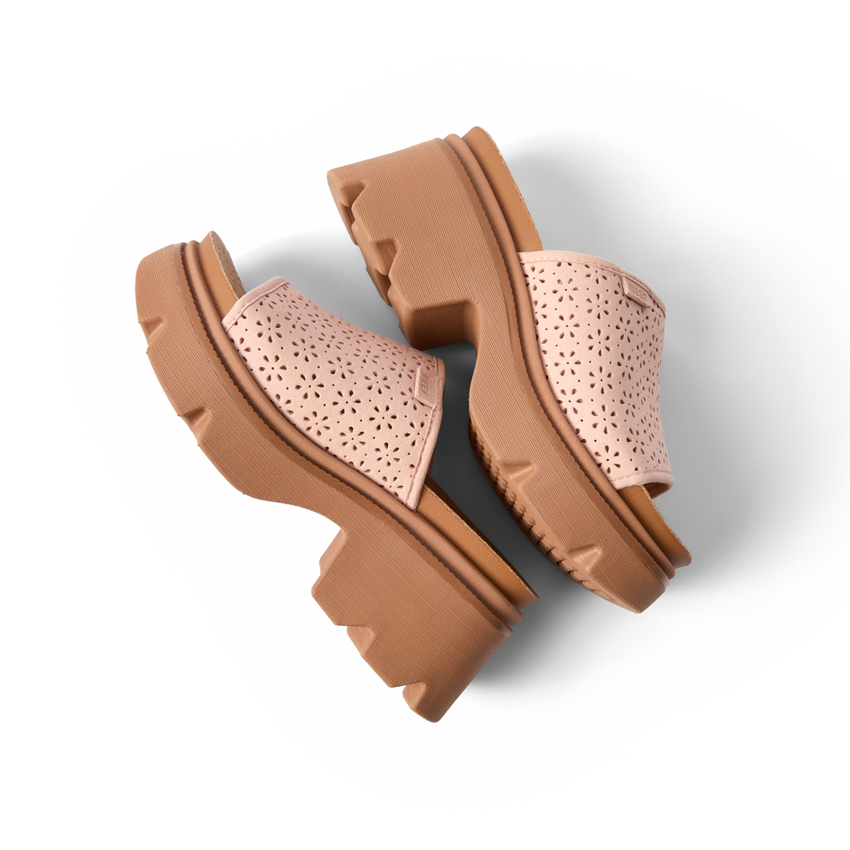 Vista Luxe Evie women's sandals facing left, close-up on upper perforated design and thick cushioned sole.