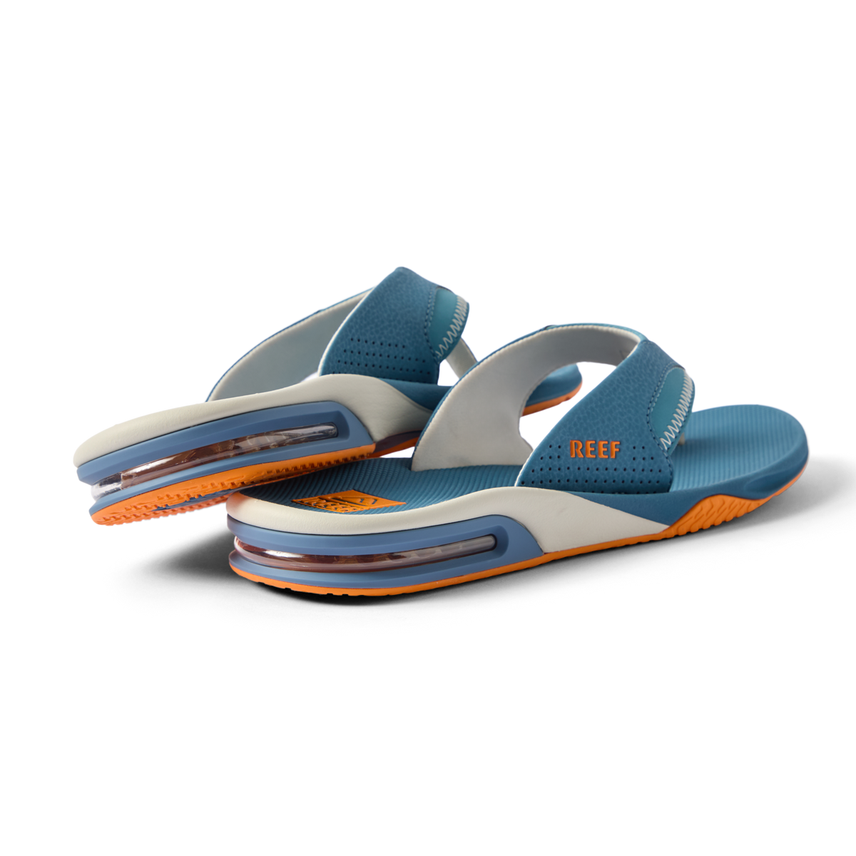 Fanning men's beach sandals facing left, showing side and heel with anatomical arch support and soft cushioning