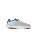 Side view of Shoreline Del Mar men's sneaker in grey and blue with cushioned, lightweight design for beach and everyday comfort.