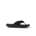 Rover + right-facing sandal with black perforated straps, cushioned footbed, and durable outsole for beach comfort.
