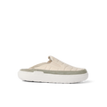 Rambler Kicker mule facing right with soft oatmeal upper, cushioned memory foam footbed, and lightweight white EVA sole for comfort