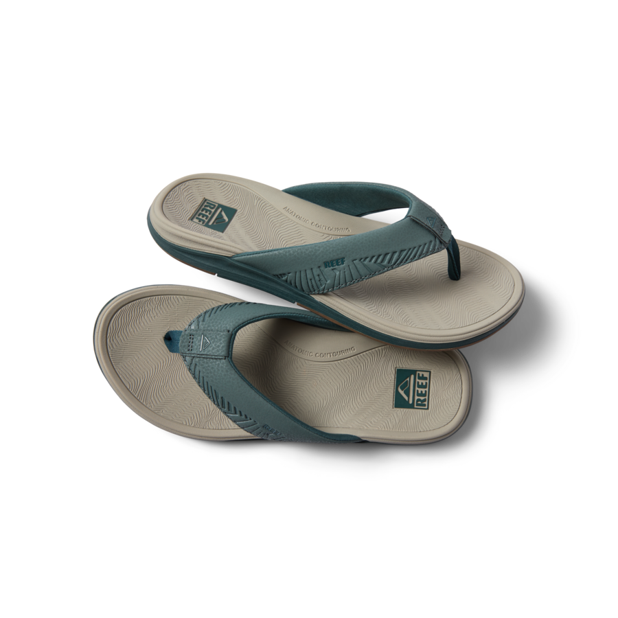 Offshore men's flip flops, top view of lightweight, water-friendly sandals with soft cushioning and arch support.