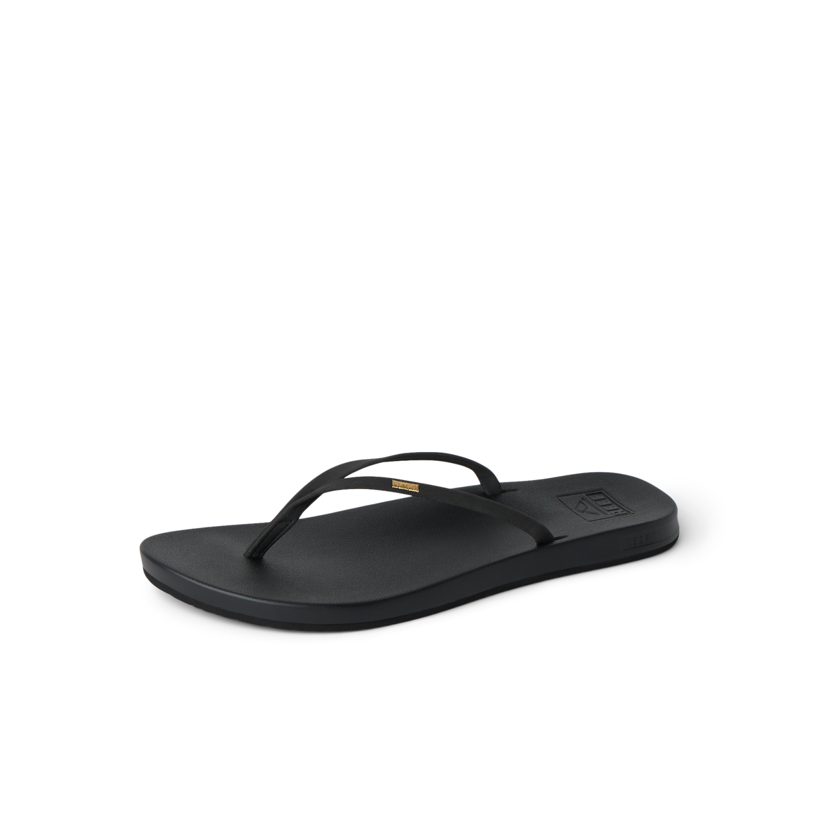 Cushion Slim black women's sandal facing left, featuring soft-rebound cushioning and anatomical arch support.